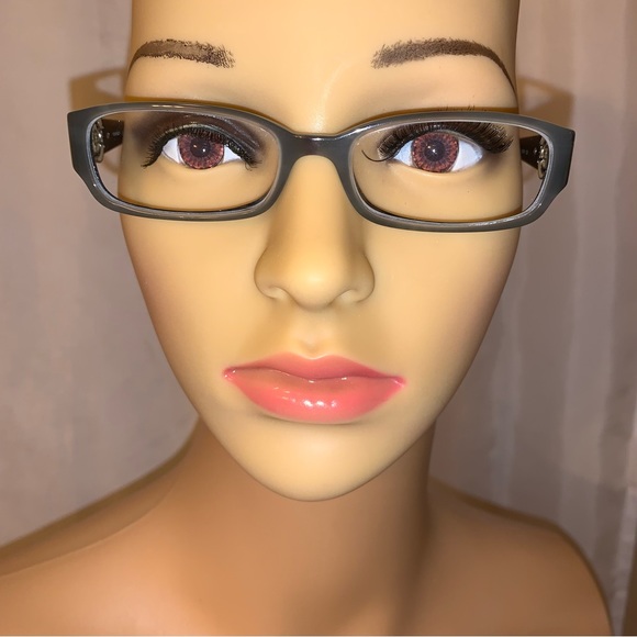 CHANEL two-tone Gray/Black NARROW Rx eyeglass FRAMES w/clamshell case - Picture 6 of 13